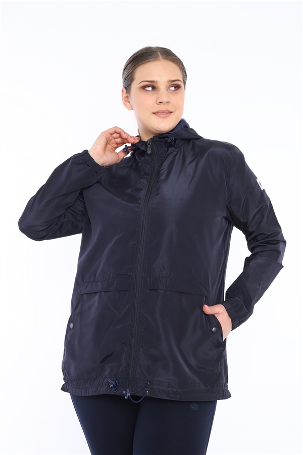 Large-Wattal Body-Material Navy Blue Rain-Ruzgarlık-Capsonlu-Thing Coat-Jacket