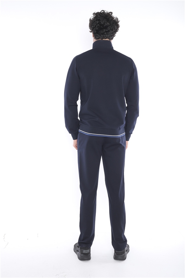 Men's Sports Regular/Casual Mold-Dik Yaka-Suber 2 Yarn Fabric-4 pocket navy blue indigo tracksuit set