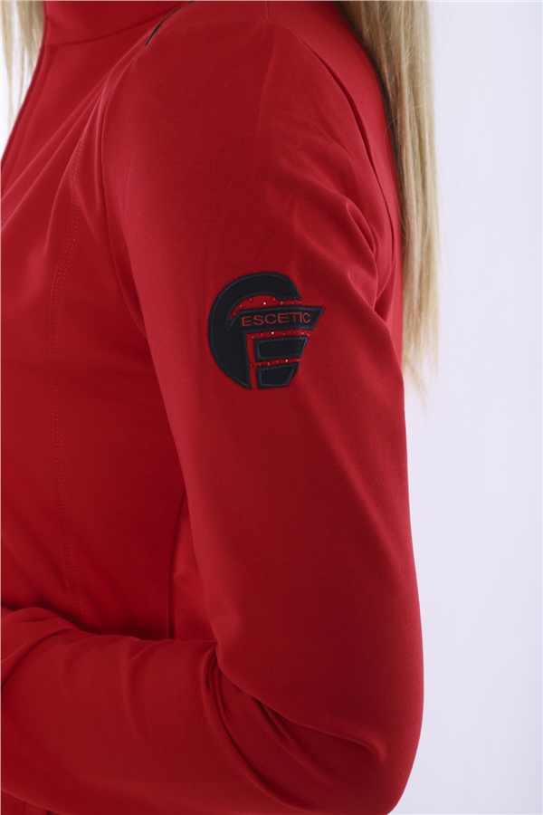 Women Sports Red Zippered, Pocket Tunic Tracksuit Team - CC -6725