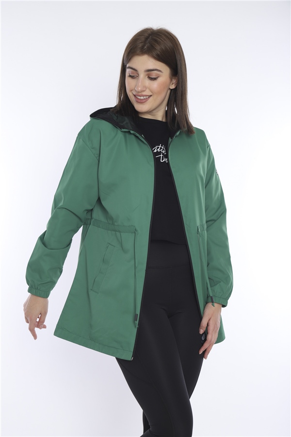 Kadın Spor Yeşil  Yagmurluk / Rüzgarlık/ İnce Ceket CC-6723